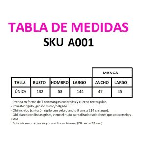 Yukata gris claro con obi blanco - Imagen 3