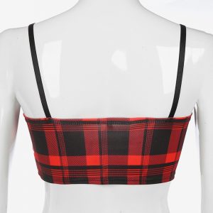 Crop top cuadros correa hebilla cremallera - Imagen 6