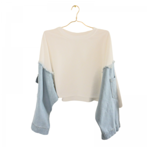 Sudaderas de estilo coreano Ulzzang con mangas jeans - Imagen 9