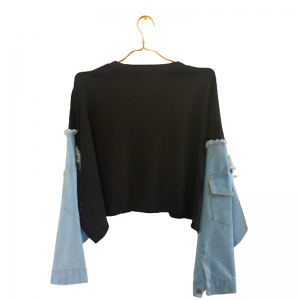 Sudaderas de estilo coreano Ulzzang con mangas jeans - Imagen 5