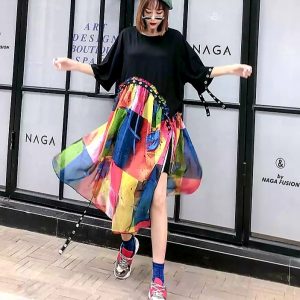 Vestido midi de gasa irregular con remaches - Imagen 3