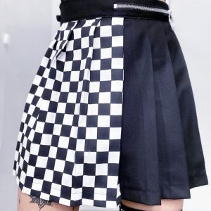 Falda plisada middle cuadros/negro - Imagen 5
