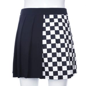 Falda plisada middle cuadros/negro - Imagen 4