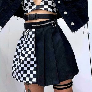 Falda plisada middle cuadros/negro - Imagen 12