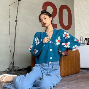 Cárdigan tejido con flores - Imagen 11