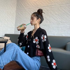 Cárdigan tejido con flores - Imagen 8