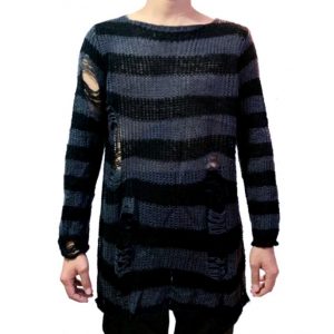 Suéter tejido a rayas calado - Imagen 10