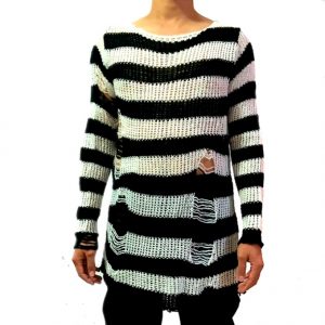 Suéter tejido a rayas calado - Imagen 12