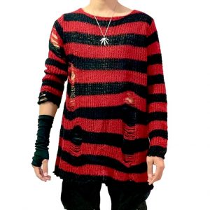 Suéter tejido a rayas calado - Imagen 4