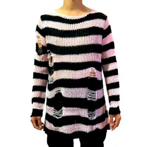 Suéter tejido a rayas calado - Imagen 13