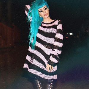 Suéter tejido a rayas calado - Imagen 8