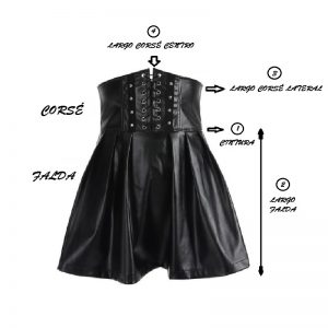 Falda corsé cuero sintético gothic - Imagen 6