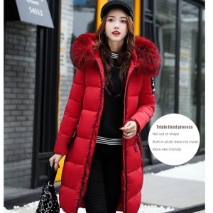 Parka roja larga acolchada - Imagen 13