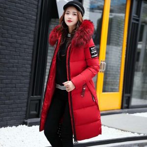 Parka roja larga acolchada - Imagen 14