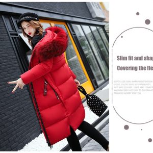 Parka roja larga acolchada - Imagen 7