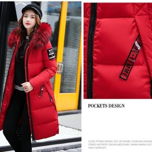 Parka roja larga acolchada - Imagen 8