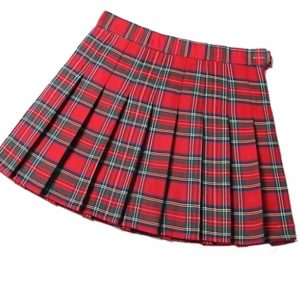 Falda cuadrille rojo con short interior - Imagen 4