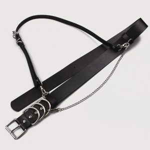Cinturón arnés cuero sintético con cadena - Imagen 6