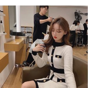 Vestido tejido coreano ajustado - Imagen 18