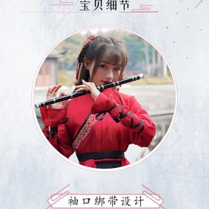 Hanfu Chino Mujer rojo/negro - Imagen 4