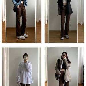 Pantalones jeans pata ancha marrón - Imagen 6