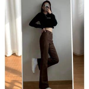 Pantalones jeans pata ancha marrón - Imagen 5