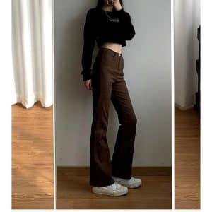 Pantalones jeans pata ancha marrón - Imagen 8