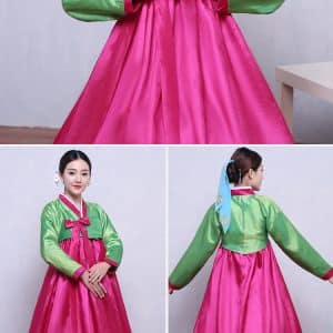 Hanbok mujer verde/fucsia - Imagen 4
