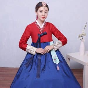 Hanbok mujer rojo/azul - Imagen 4