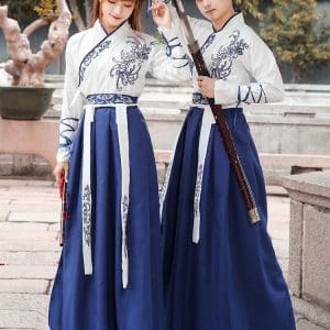 Hanfu Chino hombre blanco/azul - Imagen 4