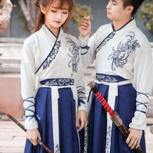 Hanfu Chino Mujer blanco/azul - Imagen 5