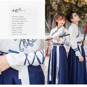 Hanfu Chino Mujer blanco/azul - Imagen 4