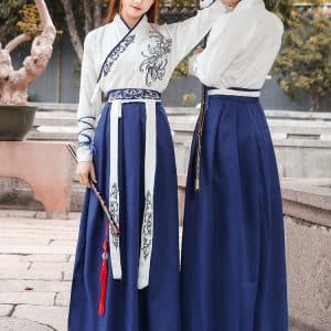 Hanfu Chino Mujer blanco/azul - Imagen 3