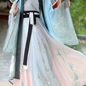 Hanfu Chino Mujer celeste/gris/rosa - Imagen 14
